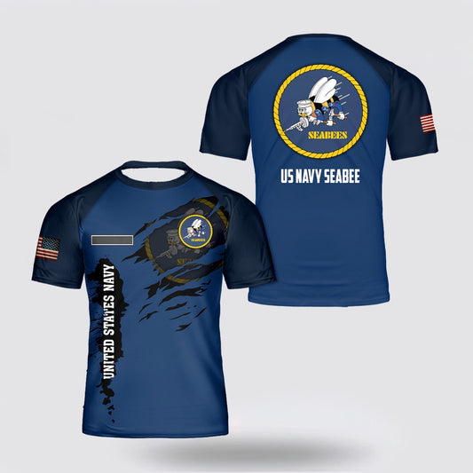 Us Navy T Shirt, Personalized US Navy Seabee 3D T Shirts, Navy Military Shirts
