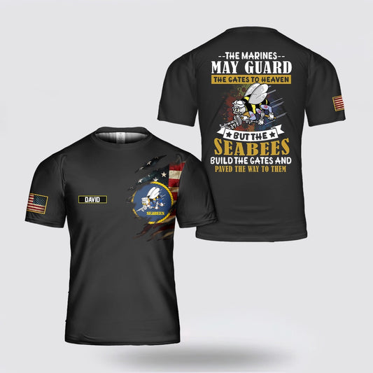Us Navy T Shirt, Personalized US Navy Seabee All Over Print 3D T Shirt, Navy Military Shirts