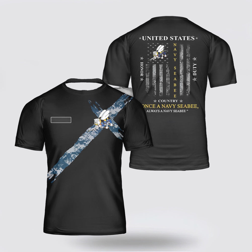 Us Navy T Shirt, Personalized US Navy Seabee Naval Construction Force (NCF) 3D T Shirt, Navy Military Shirts