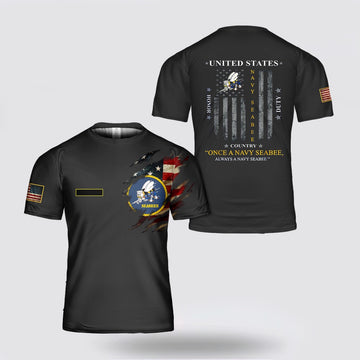 Us Navy T Shirt, Personalized US Navy Seabee Printed 3D T Shirt, Navy Military Shirts