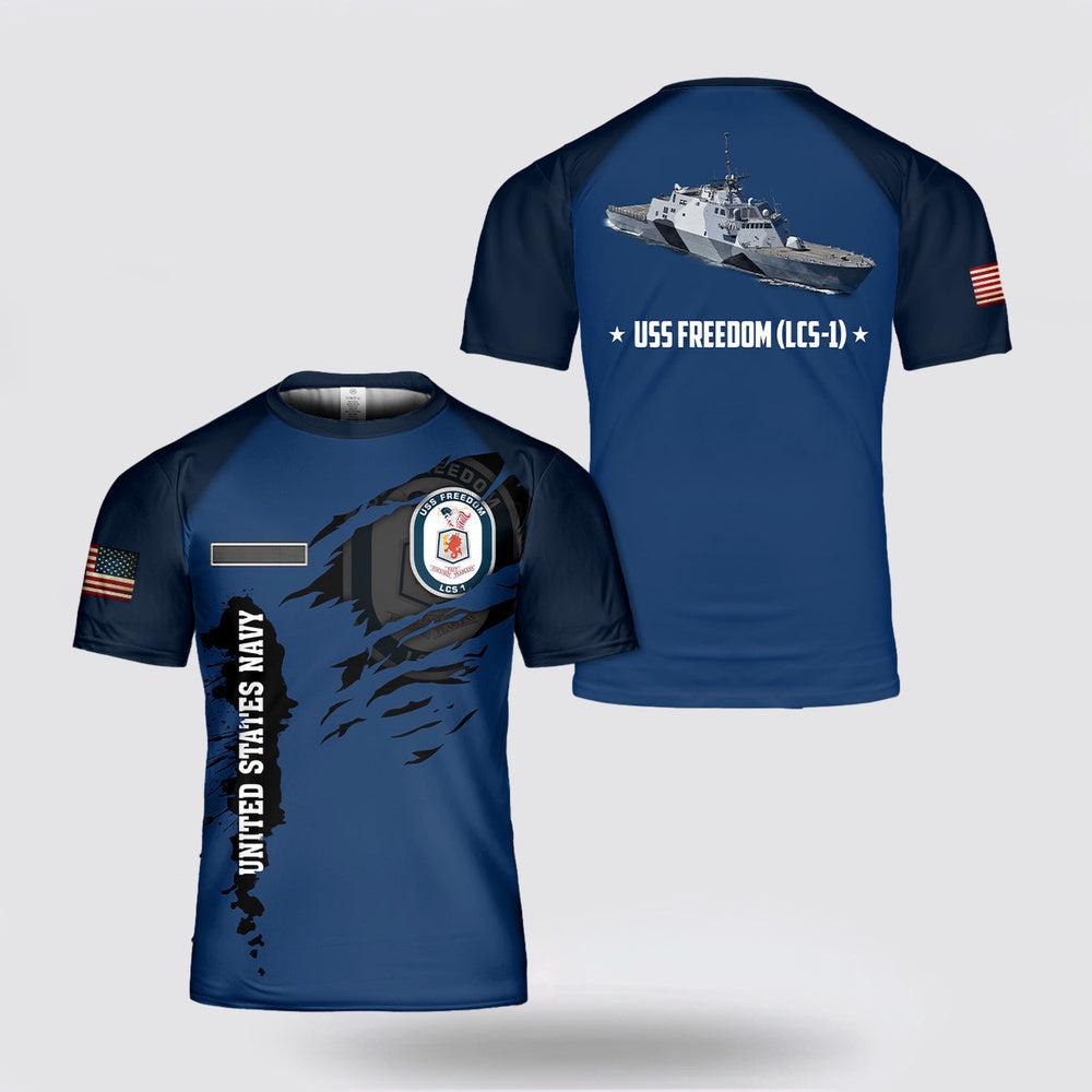 Us Navy T Shirt, Personalized US Navy USS Freedom (LCS-1) 3D T Shirt, Navy Military Shirts
