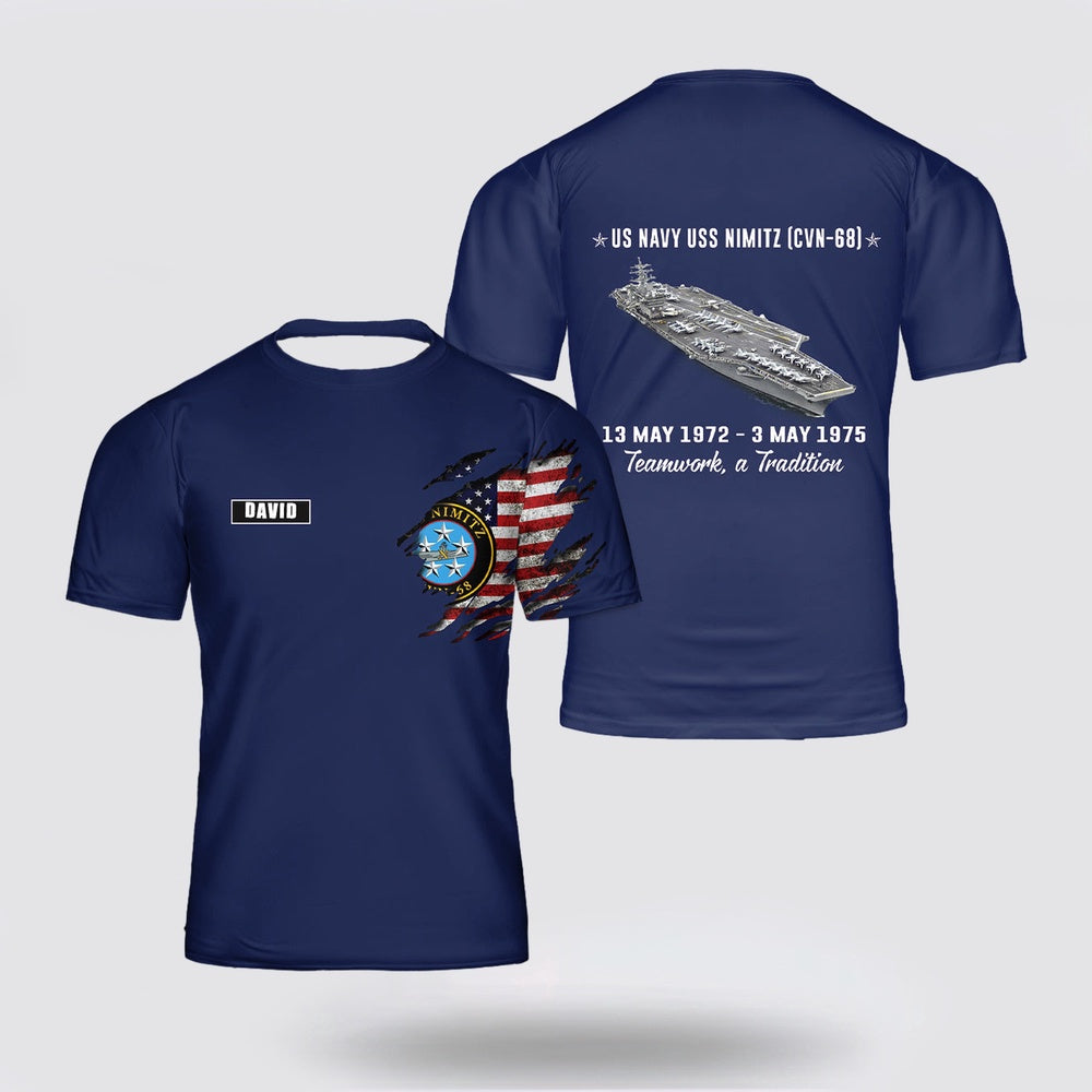 Us Navy T Shirt, Personalized US Navy USS Nimitz (CVN-68) 3D T Shirt, Navy Military Shirts