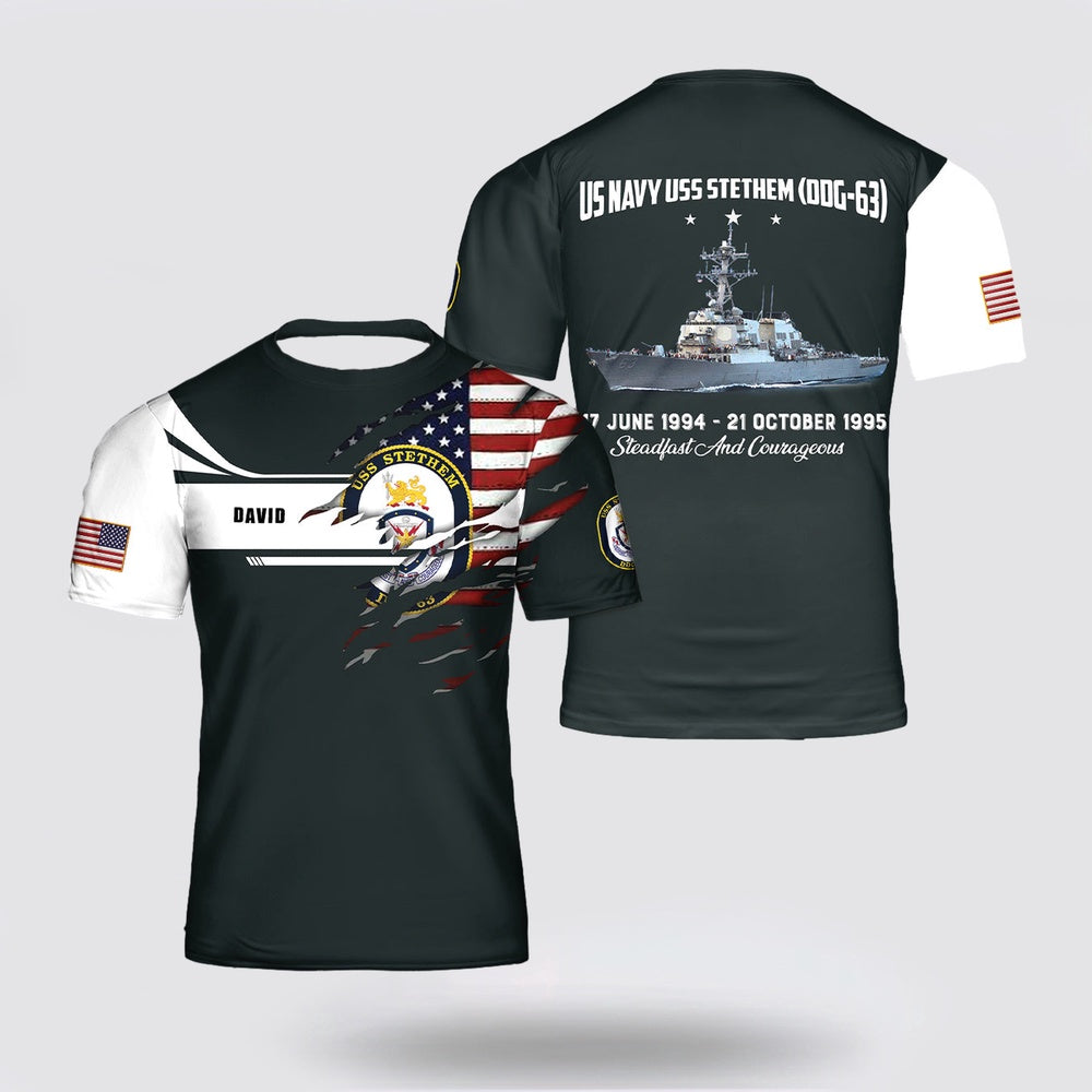 Us Navy T Shirt, Personalized US Navy USS Stethem (DDG-63) 3D T Shirt, Navy Military Shirts