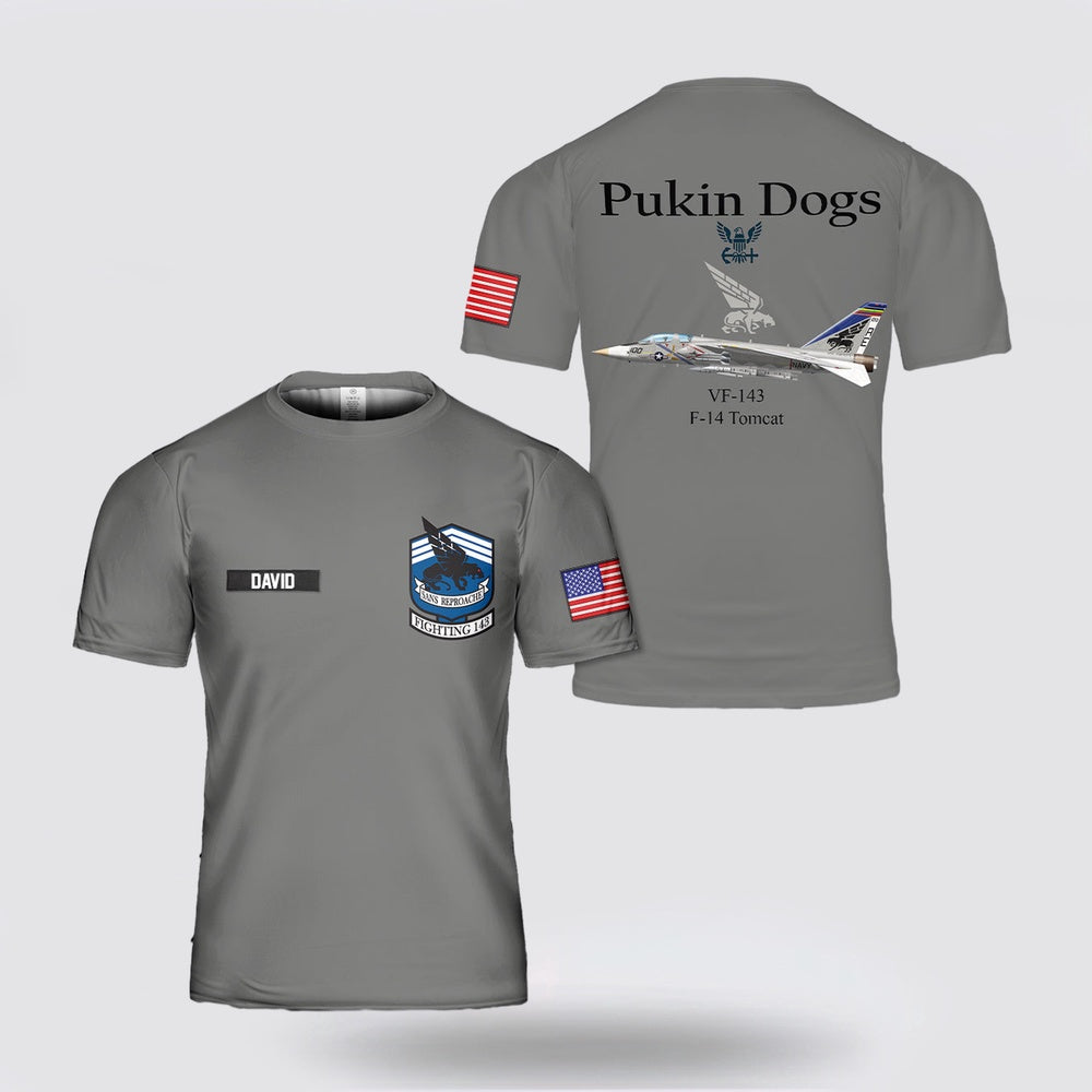 Us Navy T Shirt, Personalized US Navy VF-143 Pukin Dogs F-14A Tomcat 3D T Shirt, Navy Military Shirts