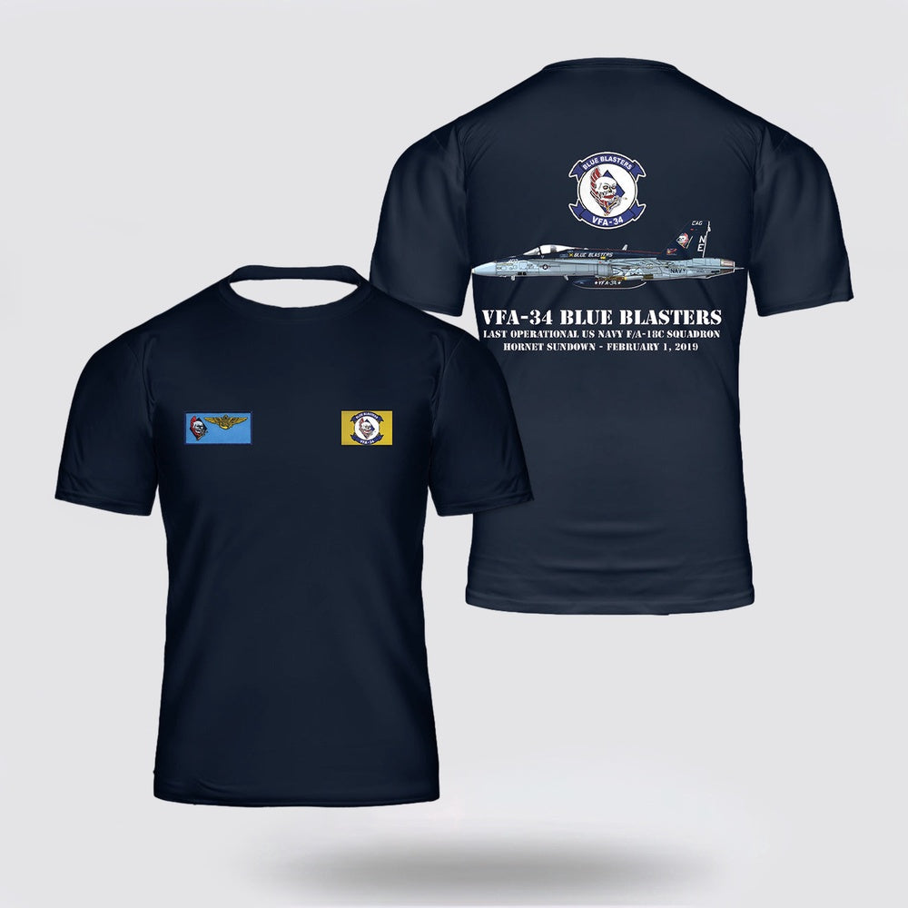 Us Navy T Shirt, Personalized US Navy VFA-34 Blue Blasters FA-18C Super Hornet 3D T Shirt, Navy Military Shirts