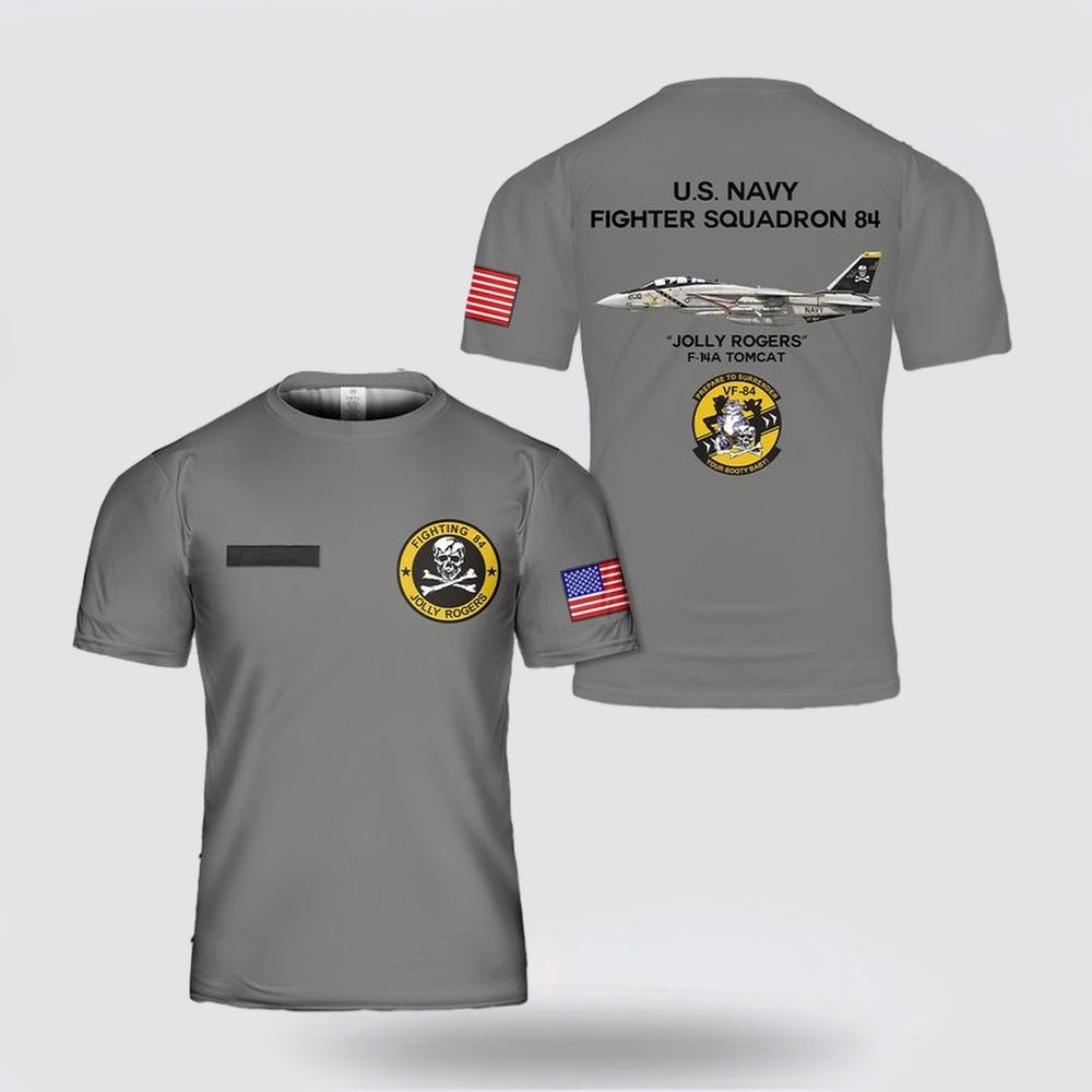 Us Navy T Shirt, US Navy F-14A Tomcat Of VF-84 Jolly Rogers 3D T Shirt, Navy Military Shirts