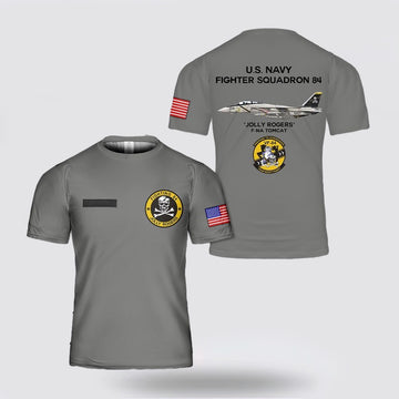 Us Navy T Shirt, US Navy F-14A Tomcat Of VF-84 Jolly Rogers 3D T Shirt, Navy Military Shirts