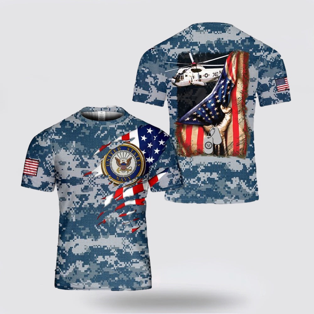 Us Navy T Shirt, US Navy Sikorsky SH-3 Sea King 3D T Shirt, Navy Military Shirts