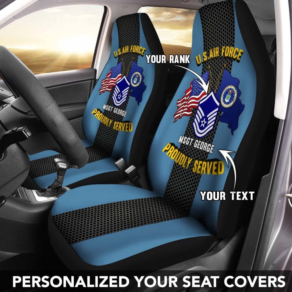 Us Seat Covers, Personalized US Air Force Ranks Car Seat Covers, Military Car Seat Covers