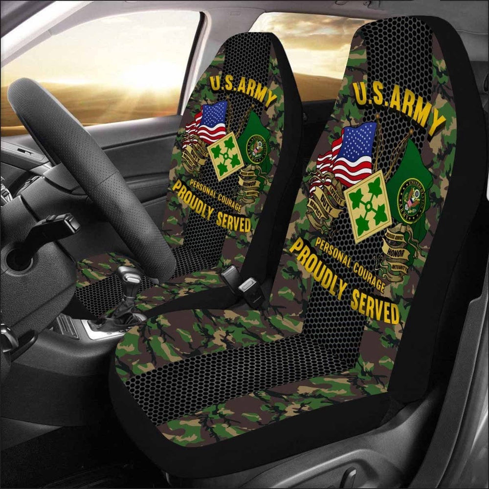 Us Seat Covers, US Army 4th Infantry Division Car Seat Covers, Military Car Seat Covers