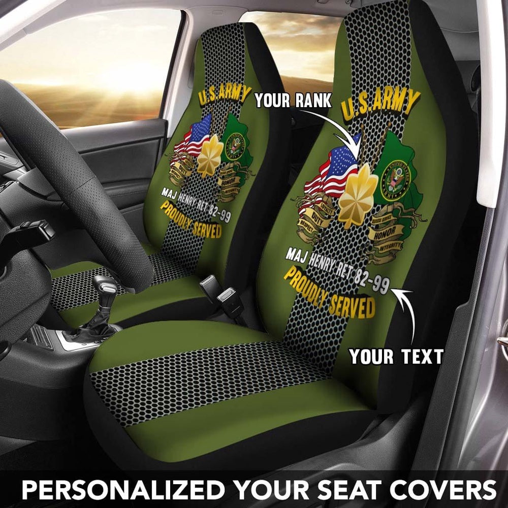 Us Seat Covers, US Army Rank Personalized Car Seat Covers, Military Car Seat Covers