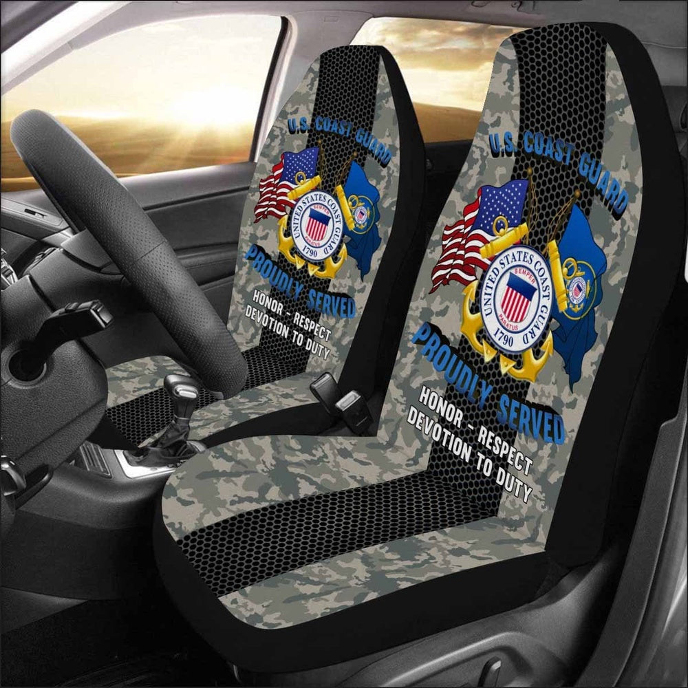 Us Seat Covers, US Coast Guard Logo Car Seat Covers, Military Car Seat Covers