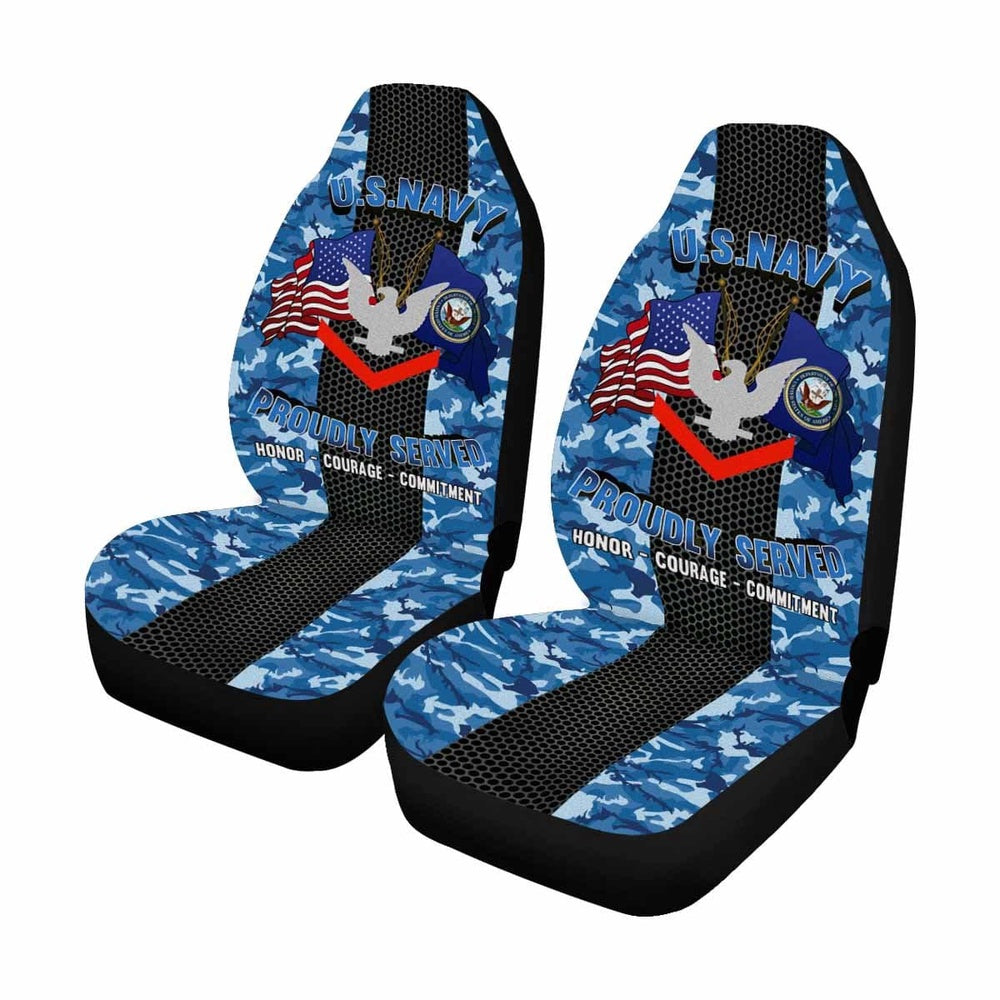 Us Seat Covers, US Navy E-4 Petty Officer Third Class E4 PO3 Collar Device Car Seat Covers, Military Car Seat Covers