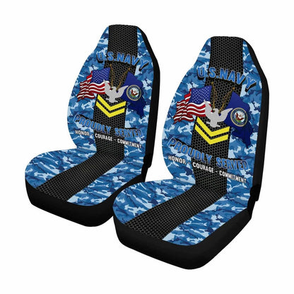 Us Seat Covers, US Navy E-5 Petty Officer Second Class E5 PO2 Gold Stripe Collar Device Car Seat Covers, Military Car Seat Covers