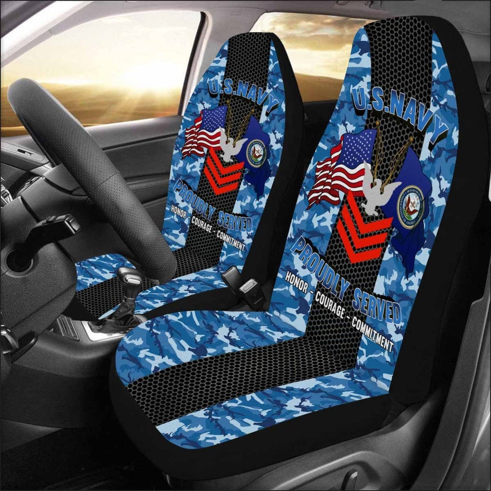 Us Seat Covers, US Navy E-6 Petty Officer First Class E6 PO1 Collar Device Car Seat Covers, Military Car Seat Covers