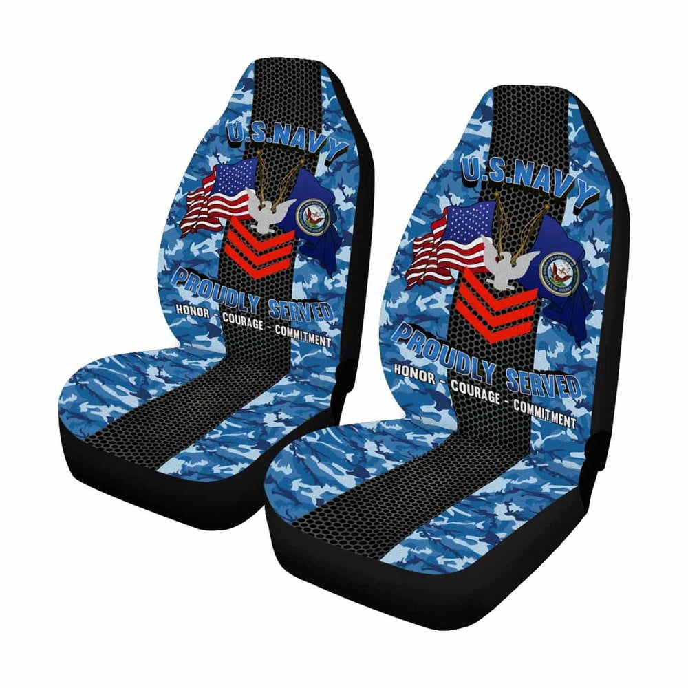 Us Seat Covers, US Navy E-6 Petty Officer First Class E6 PO1 Collar Device Car Seat Covers, Military Car Seat Covers