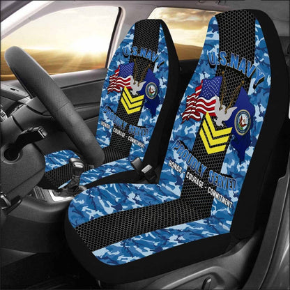 Us Seat Covers, US Navy E-6 Petty Officer First Class E6 PO1 Gold Stripe Collar Device Car Seat Covers, Military Car Seat Covers