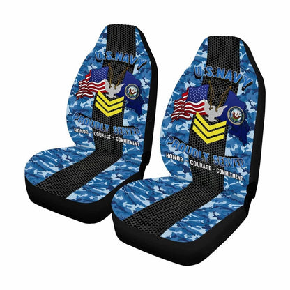 Us Seat Covers, US Navy E-6 Petty Officer First Class E6 PO1 Gold Stripe Collar Device Car Seat Covers, Military Car Seat Covers