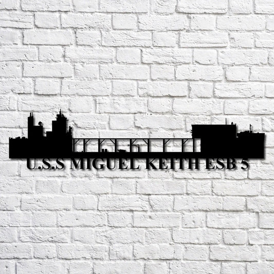 Uss Miguel Keith Esb 5 Navy Ship Metal Art, Custom Us Navy Ship Cut Metal Sign, Gift For Navy Veteran