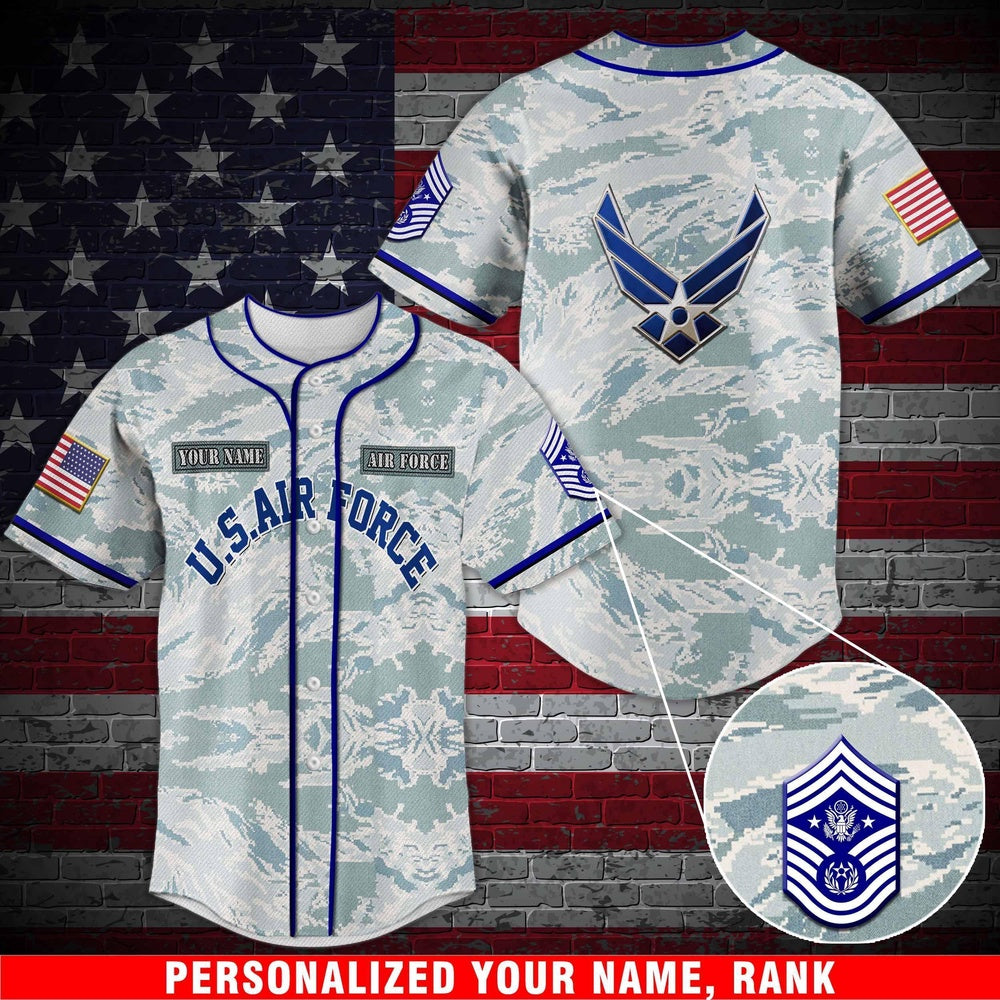 Veteran Baseball Jersey, Air Force Baseball Shirt Military Baseball Shirt Custom Rank And Name Jersey Shirt