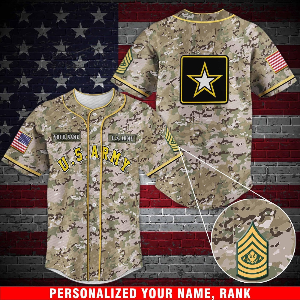 Veteran Baseball Jersey, Army Baseball Shirt Military Baseball Shirt Custom Rank And Name Jersey Shirt