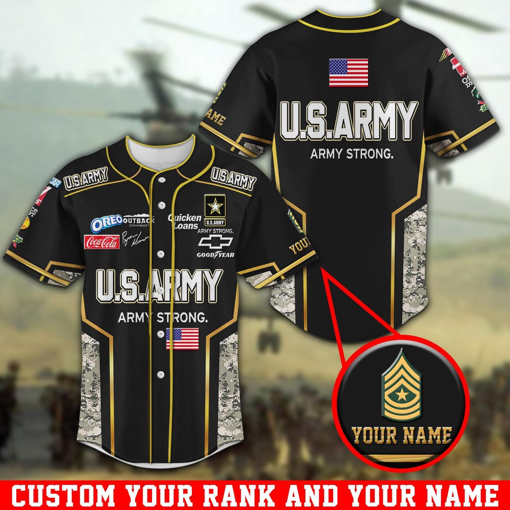 Veteran Baseball Jersey, Army Military Baseball Shirt Custom Your Name And Rank Jersey Shirt