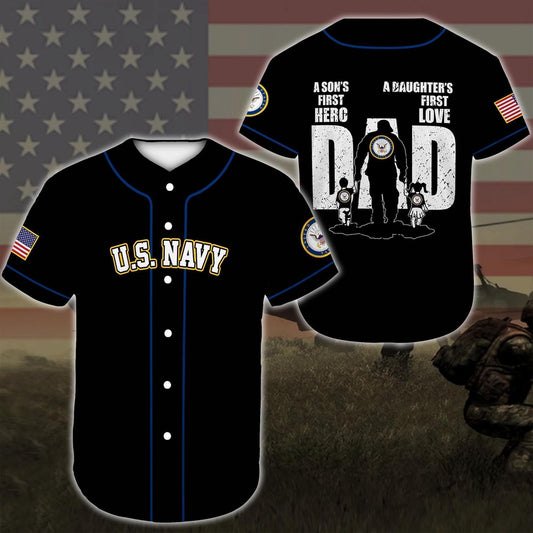 Veteran Baseball Jersey, Baseball Shirt United States Navy DH36 All Over Printed