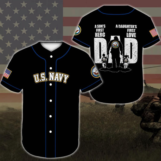 Veteran Baseball Jersey, Baseball Shirt United States Navy Veteran DH36 All Over Printed