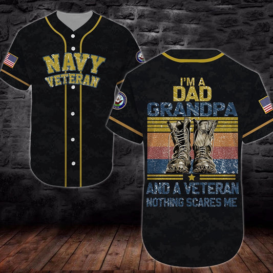 Veteran Baseball Jersey, Baseball Shirt United States Navy Veteran DH38 All Over Printed