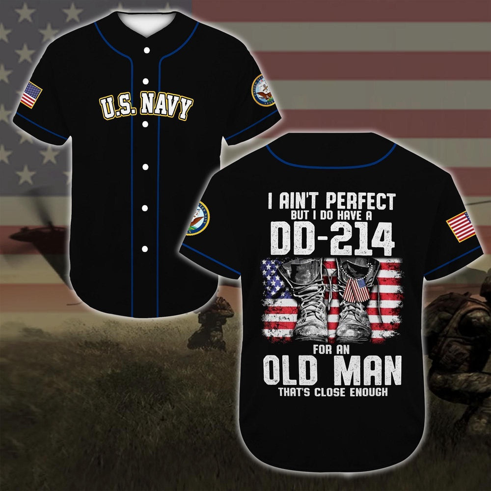 Veteran Baseball Jersey, Baseball Shirt United States Navy Veteran DH39 All Over Printed