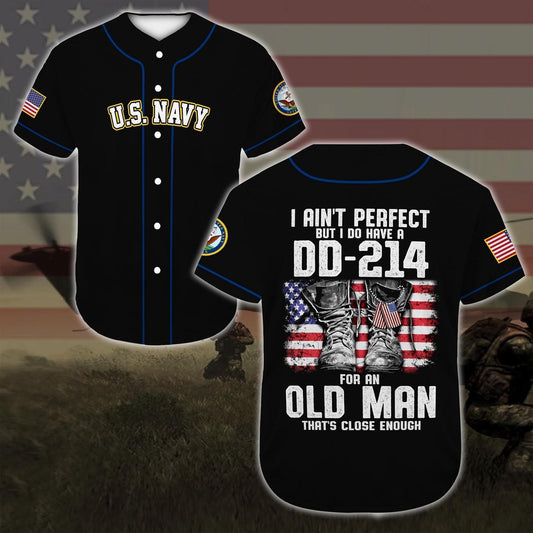 Veteran Baseball Jersey, Baseball Shirt United States Navy Veteran DH39 All Over Printed
