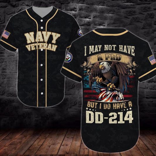 Veteran Baseball Jersey, Baseball Shirt United States Navy Veteran DH40 All Over Printed