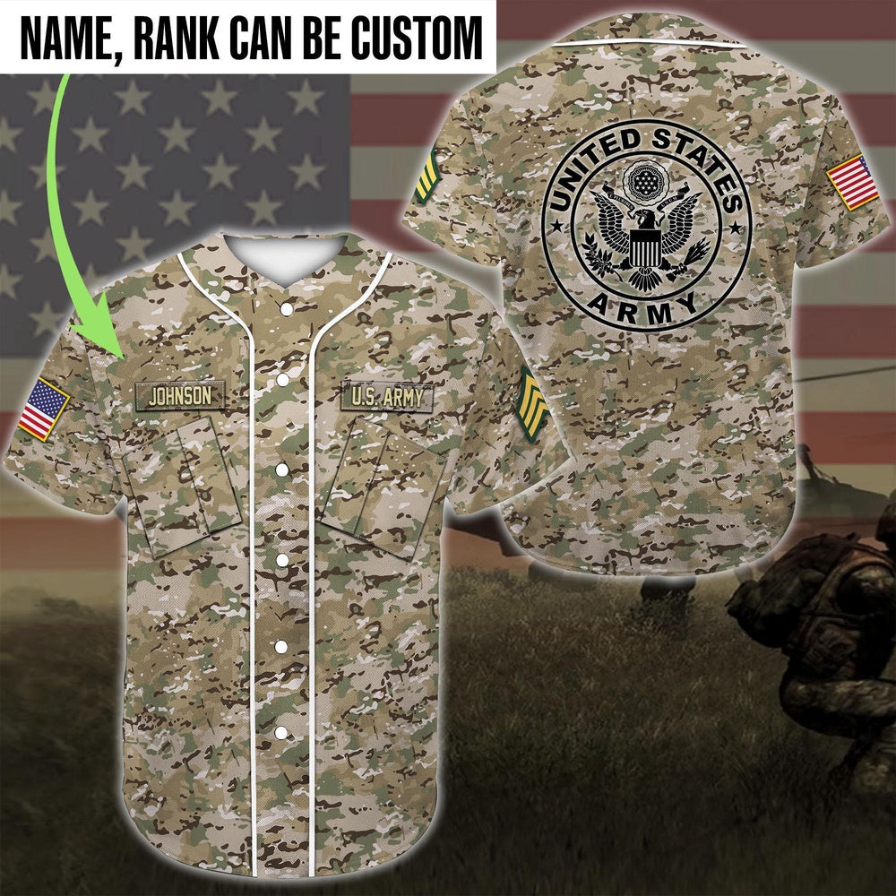 Veteran Baseball Jersey, Custom Baseball Shirt US Army DH31 All Over Printed
