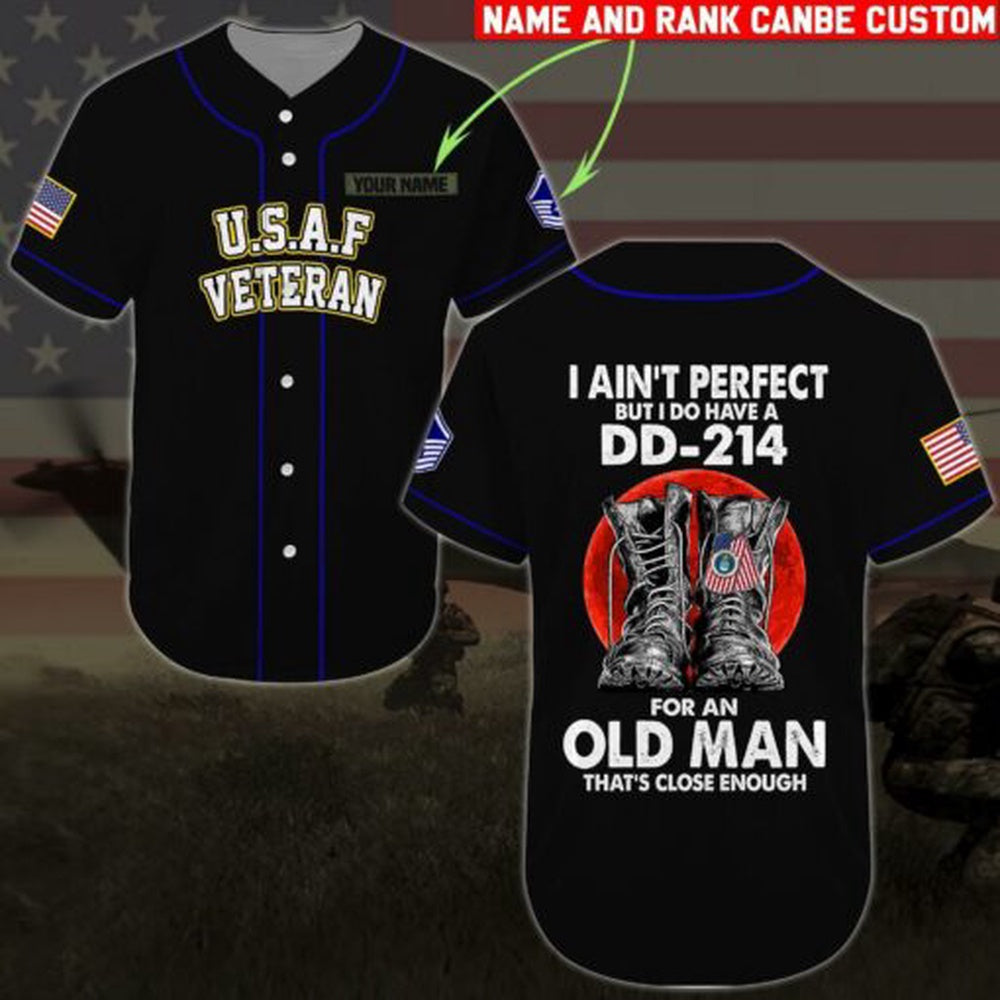 Veteran Baseball Jersey, Custom Baseball Shirt United States Air Force Veteran Baseball Jersey All Over Printed