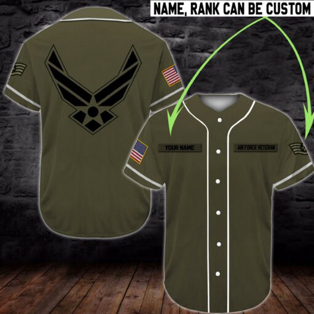 Veteran Baseball Jersey, Custom Baseball Shirt United States Air Force Veteran DH15 All Over Printed