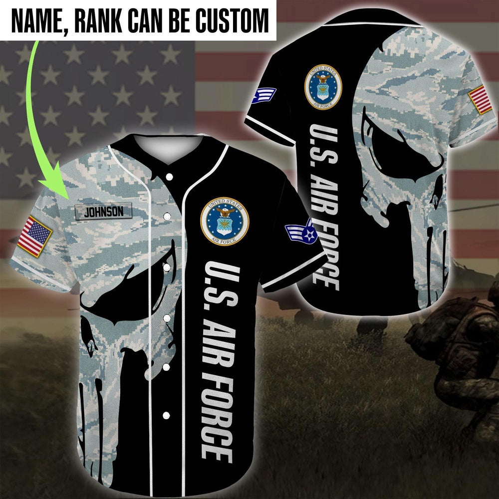 Veteran Baseball Jersey, Custom Baseball Shirt United States Air Force Veteran DH20 All Over Printed