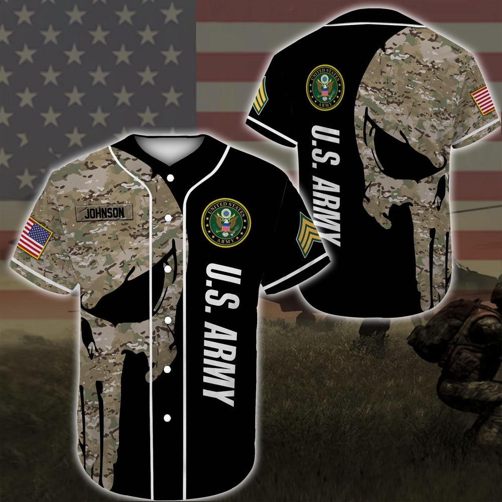 Veteran Baseball Jersey, Custom Baseball Shirt United States Army DH20 All Over Printed