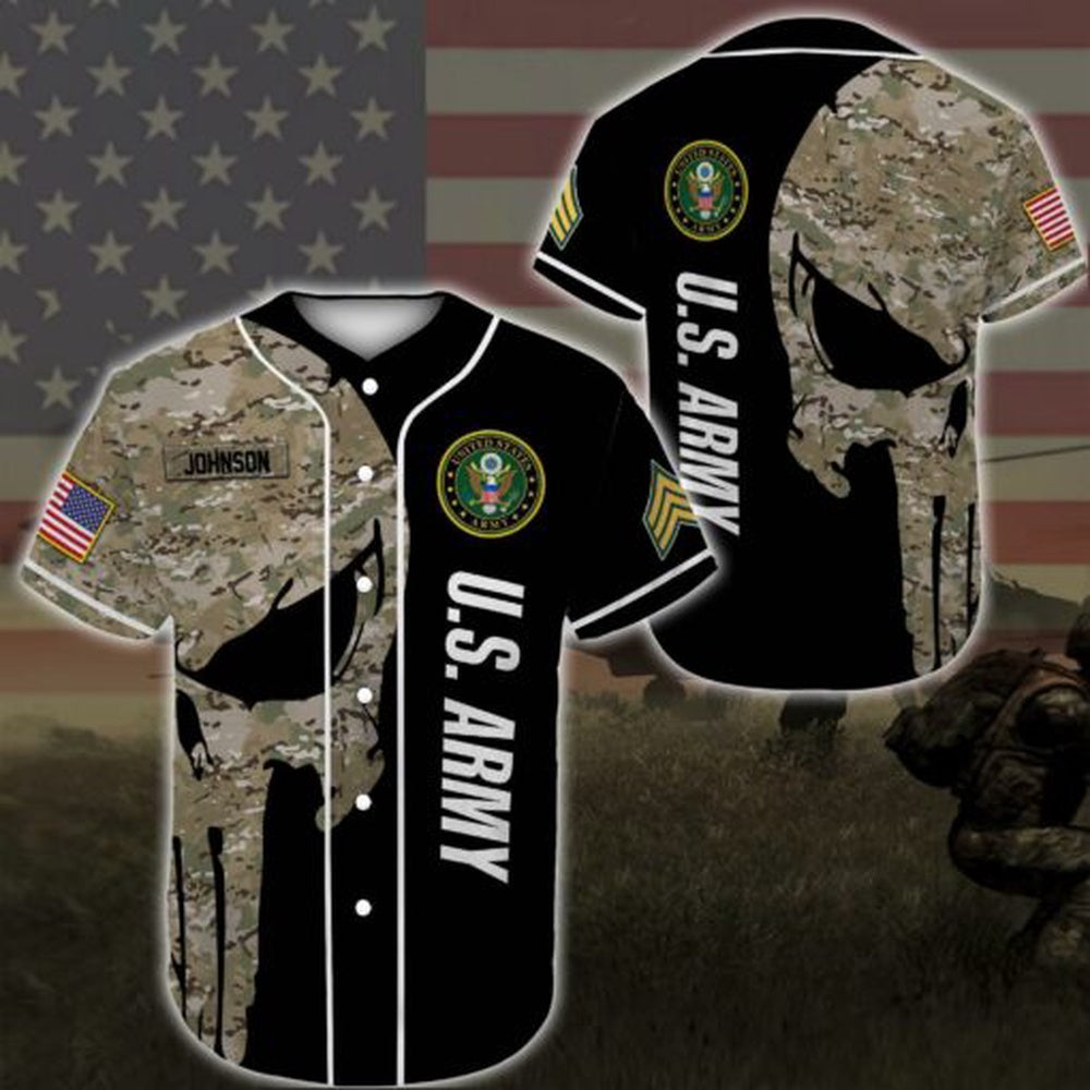 Veteran Baseball Jersey, Custom Baseball Shirt United States Army DH20 All Over Printed