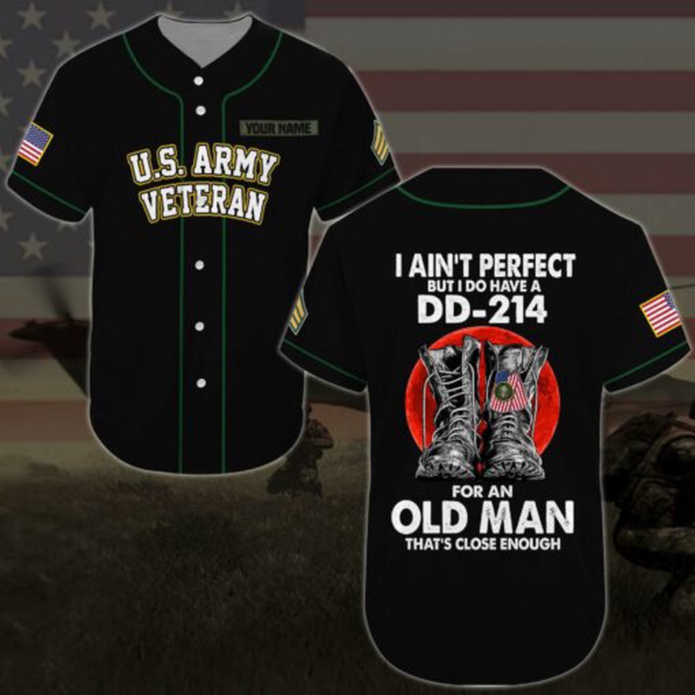 Veteran Baseball Jersey, Custom Baseball Shirt United States Army Veteran Baseball11 All Over Printed