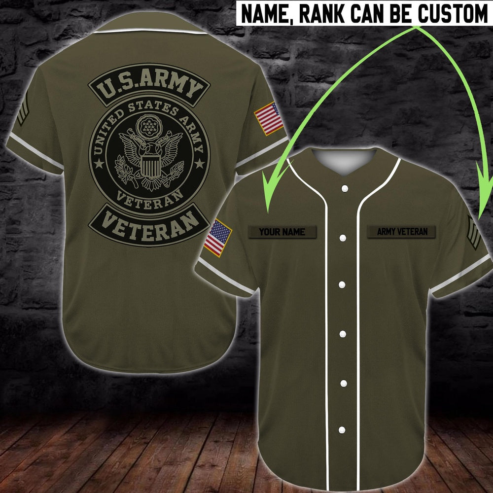 Veteran Baseball Jersey, Custom Baseball Shirt United States Army Veteran DH15 All Over Printed