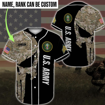Veteran Baseball Jersey, Custom Baseball Shirt United States Army Veteran DH20 All Over Printed