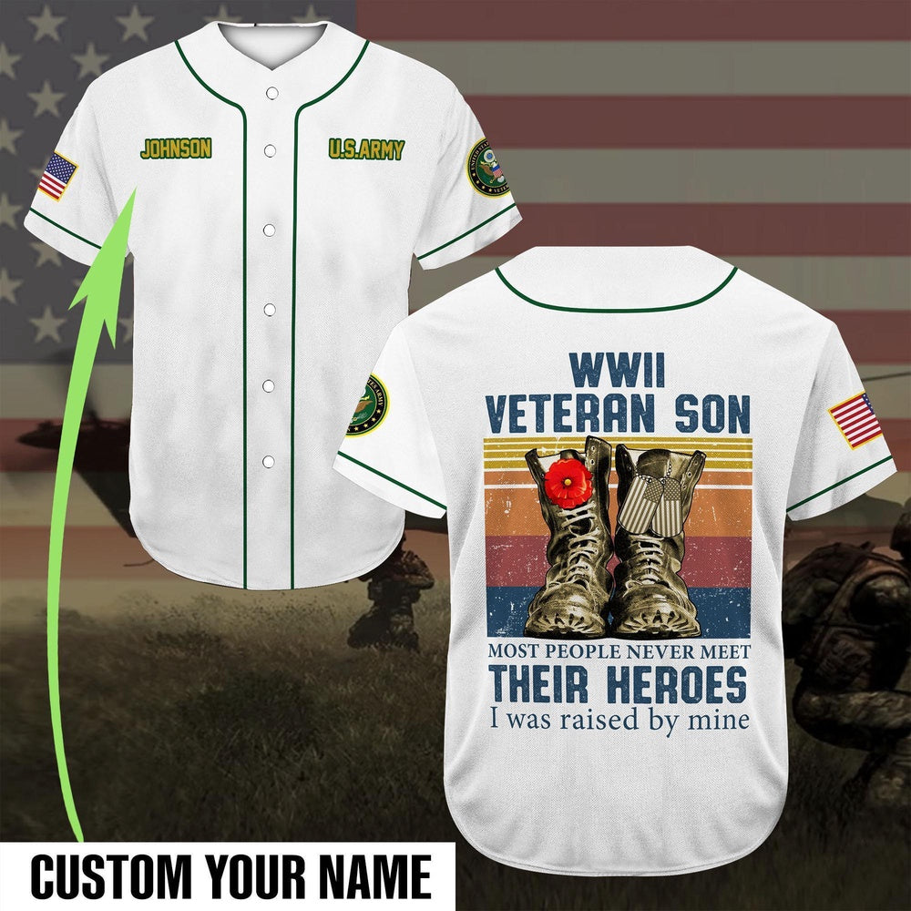 Veteran Baseball Jersey, Custom Baseball Shirt United States Army Veteran DH50 All Over Printed