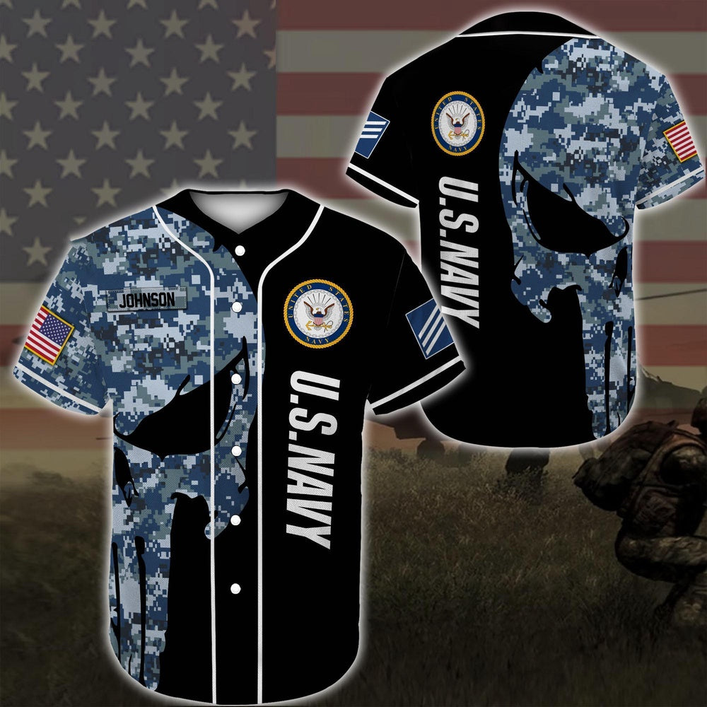 Veteran Baseball Jersey, Custom Baseball Shirt United States Navy DH20 All Over Printed