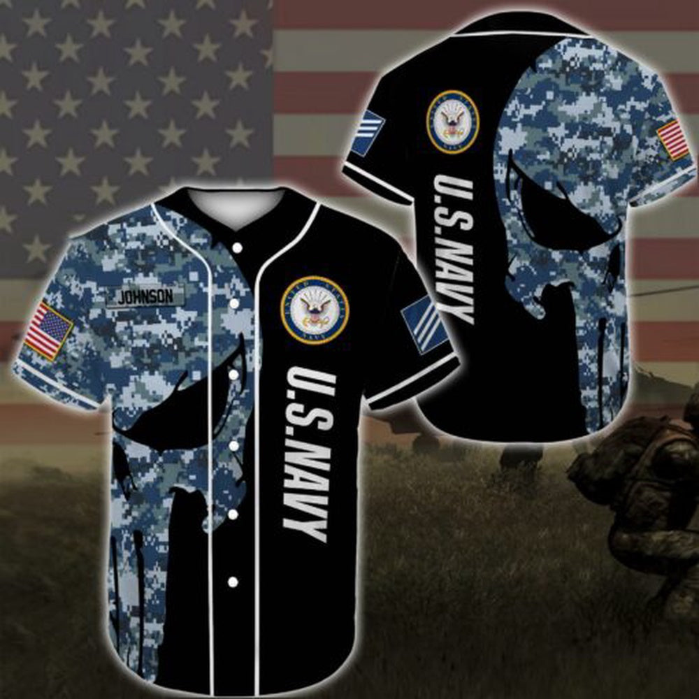 Veteran Baseball Jersey, Custom Baseball Shirt United States Navy DH20 All Over Printed