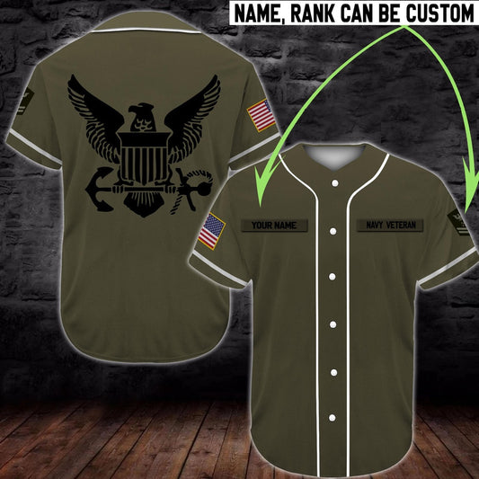 Veteran Baseball Jersey, Custom Baseball Shirt United States Navy  veteran DH15 All Over Printed