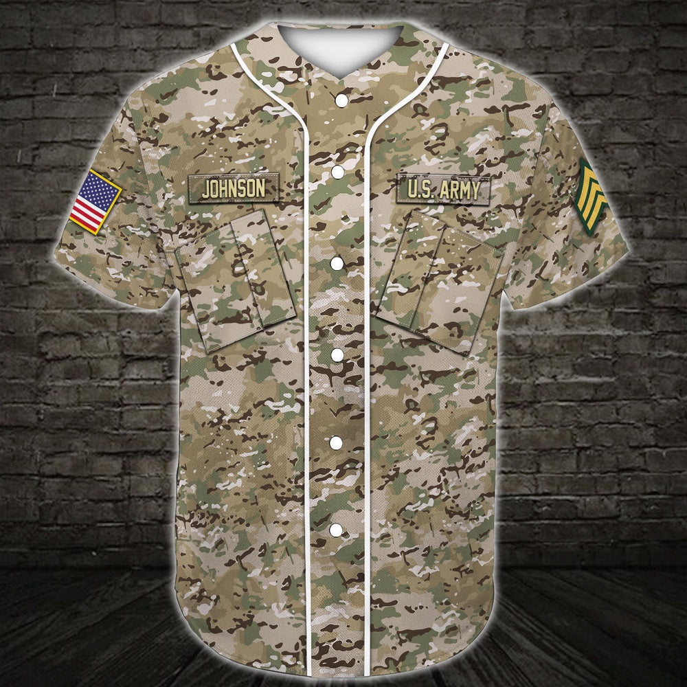 Veteran Baseball Jersey, Custom US Army Baseball Shirt US Army Veteran, Army Rank