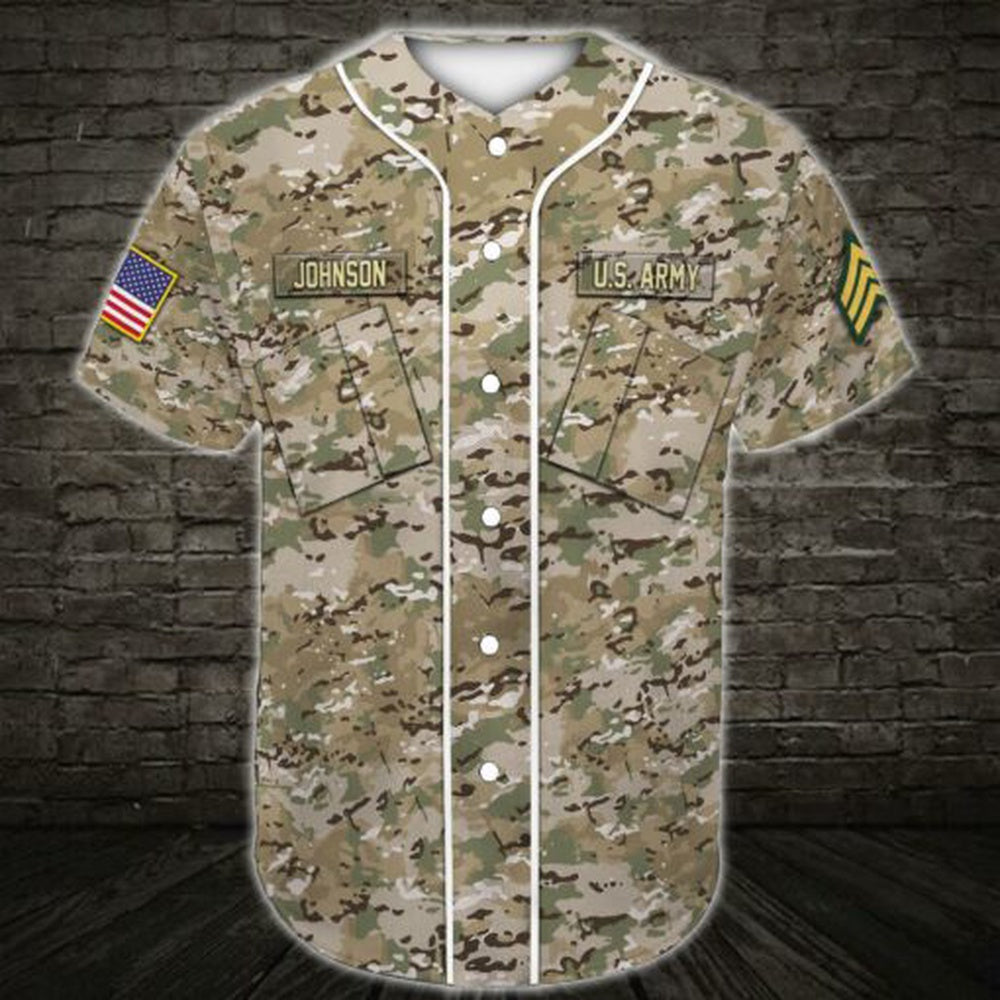 Veteran Baseball Jersey, Custom US Army Baseball Shirt US Army Veteran, Army Rank