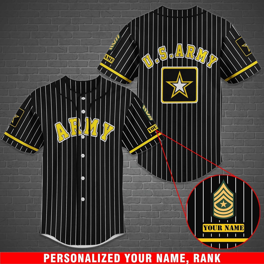 Veteran Baseball Jersey, Custom US Army Baseball Shirt with Rank And Name Jersey Shirt