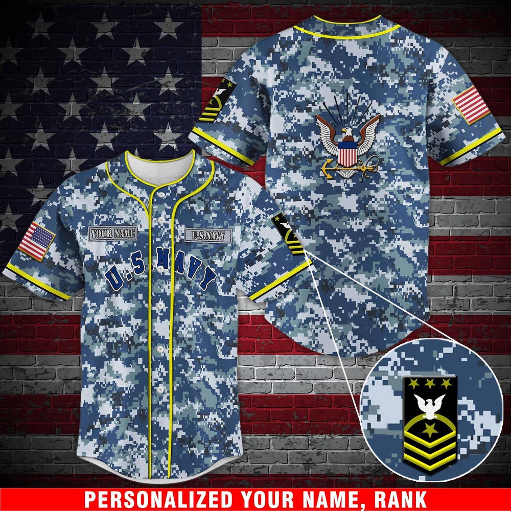 Veteran Baseball Jersey, Navy Baseball Shirt Military Baseball Shirt Custom Rank And Name Jersey Shirt