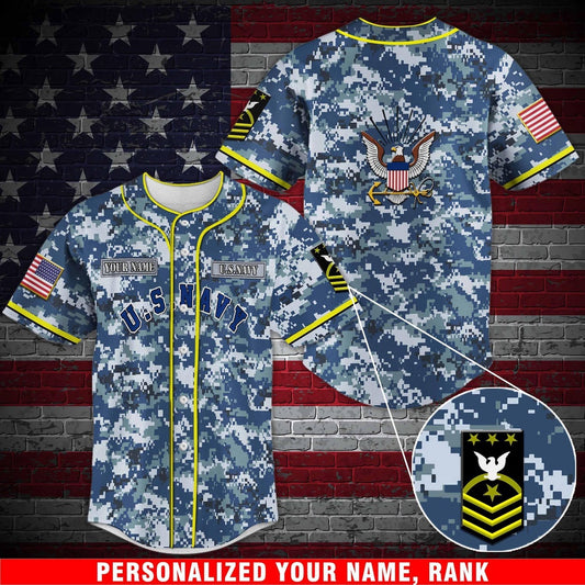 Veteran Baseball Jersey, Navy Baseball Shirt Military Baseball Shirt Custom Rank And Name Jersey Shirt